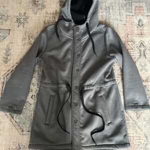 Roxy Gray XL Hooded Pea Coat buttons and pockets